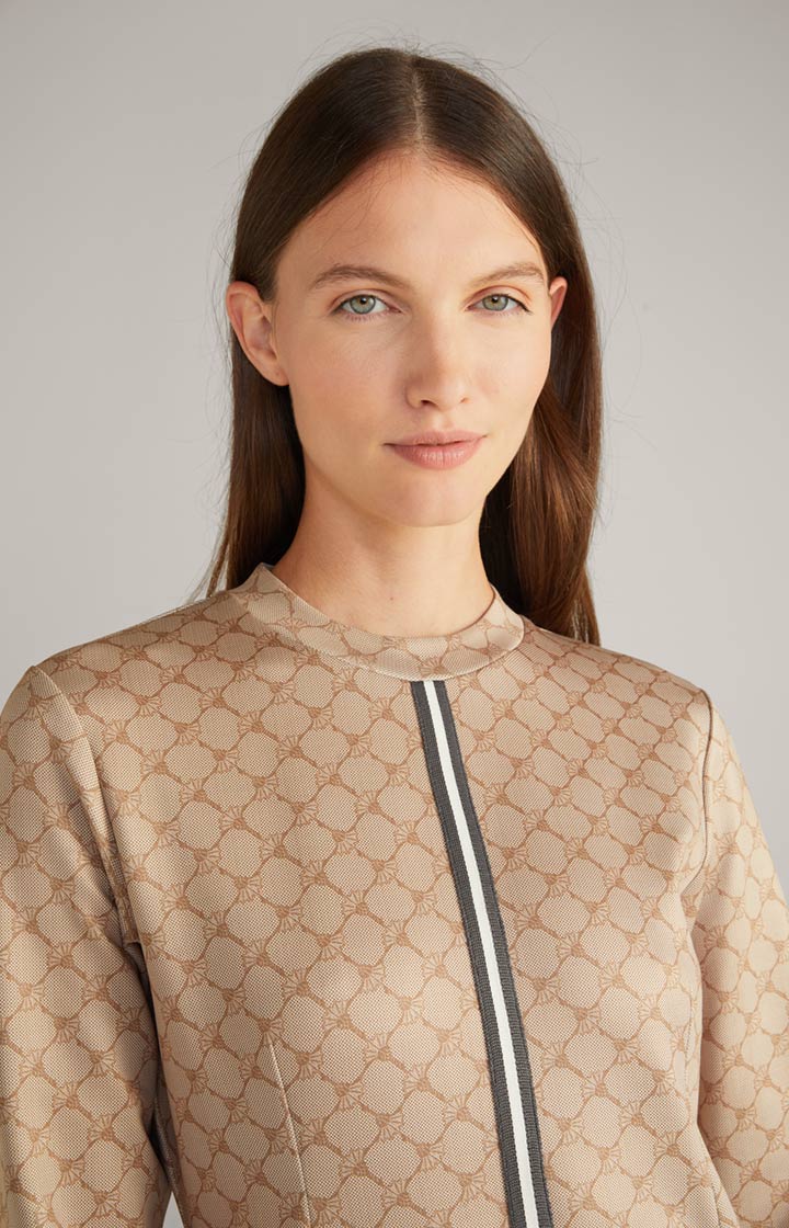 Sweat-Kleid in Beige gemustert
