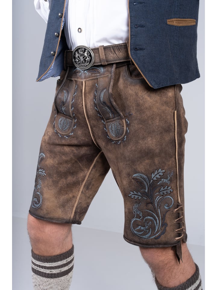 Edelnice Kurze Wildbock Lederhose Florian in dunkelbraun günstig kaufen