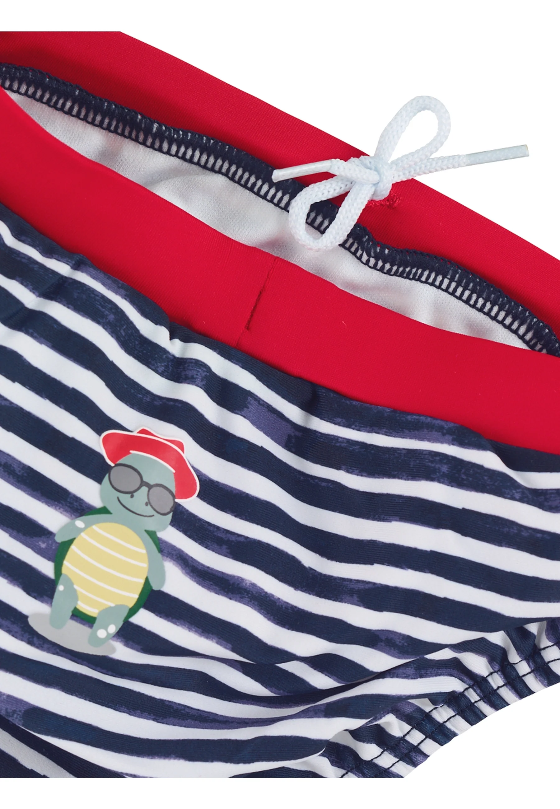 Badehose mit maritimem Streifen, Print Schildkröte