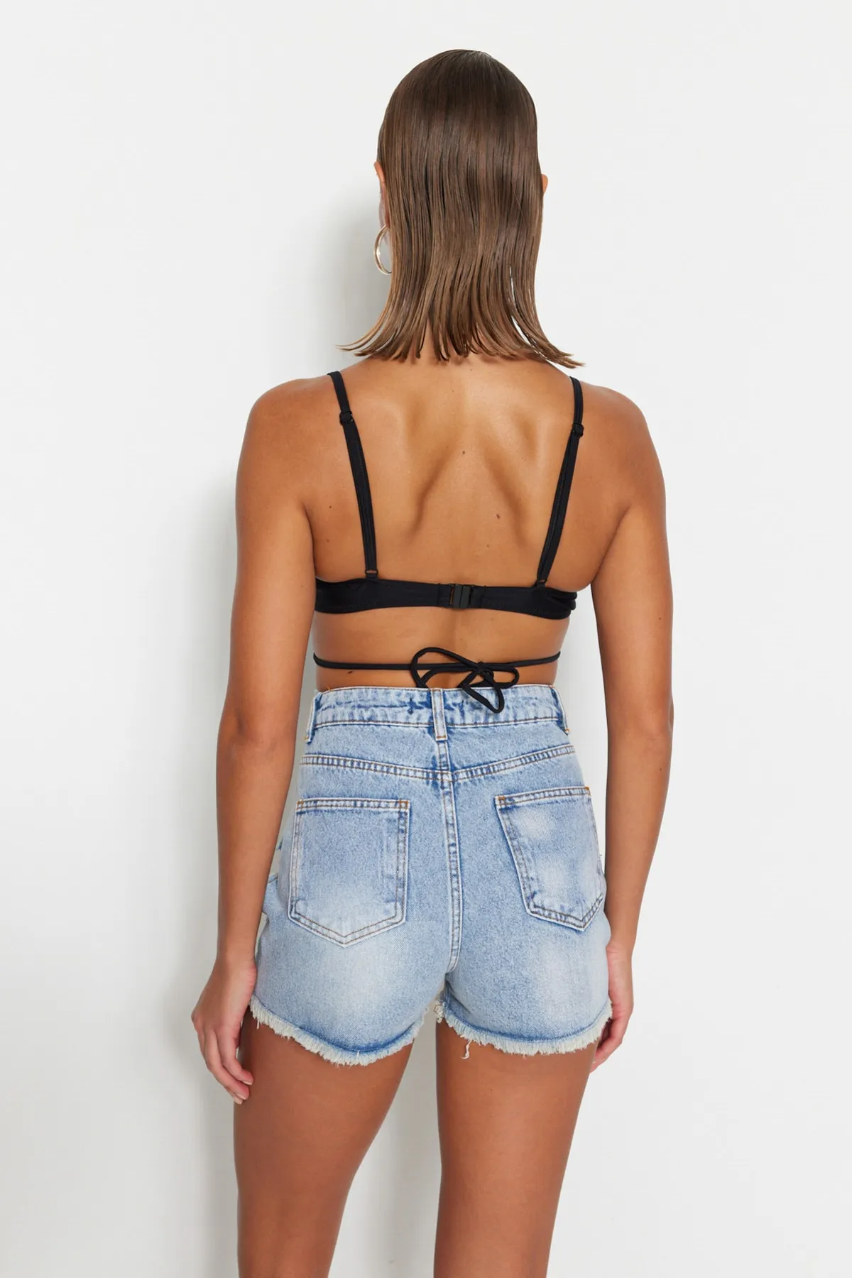 Trendyol Collection  Shorts - Blau - Hoher Bund
