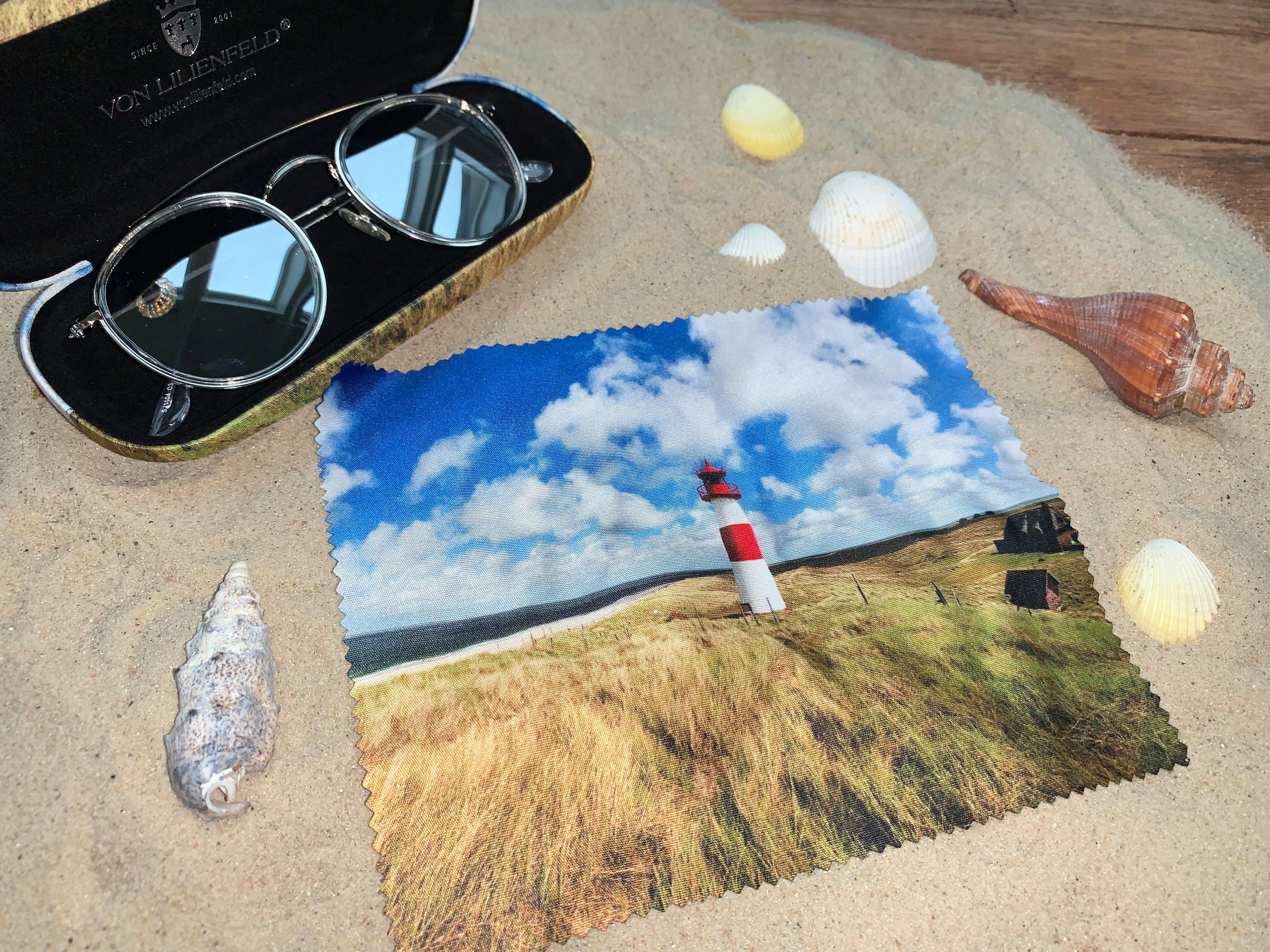 von Lilienfeld Brillenetui Brillenetui Leuchtturm auf Sylt Meer Motiv Etui Brillenbox, stabiles mit Mikrofaser bezogenes Hardcase