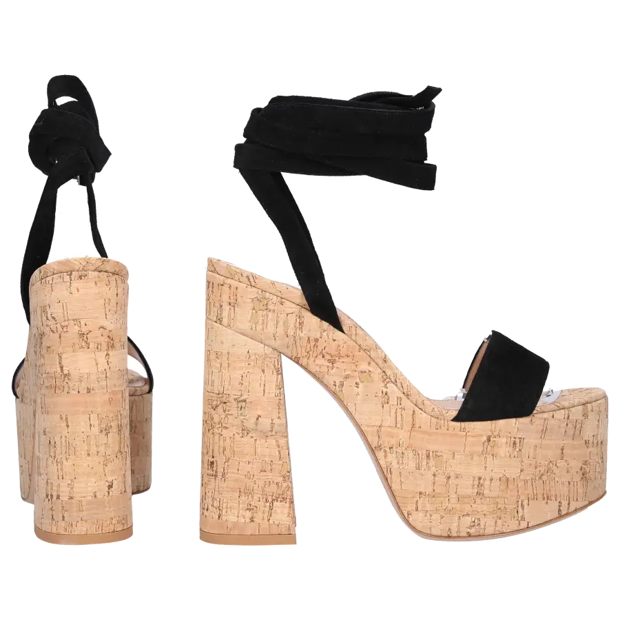Gianvito Rossi - Plateausandalen AMBRA Veloursleder - schwarz