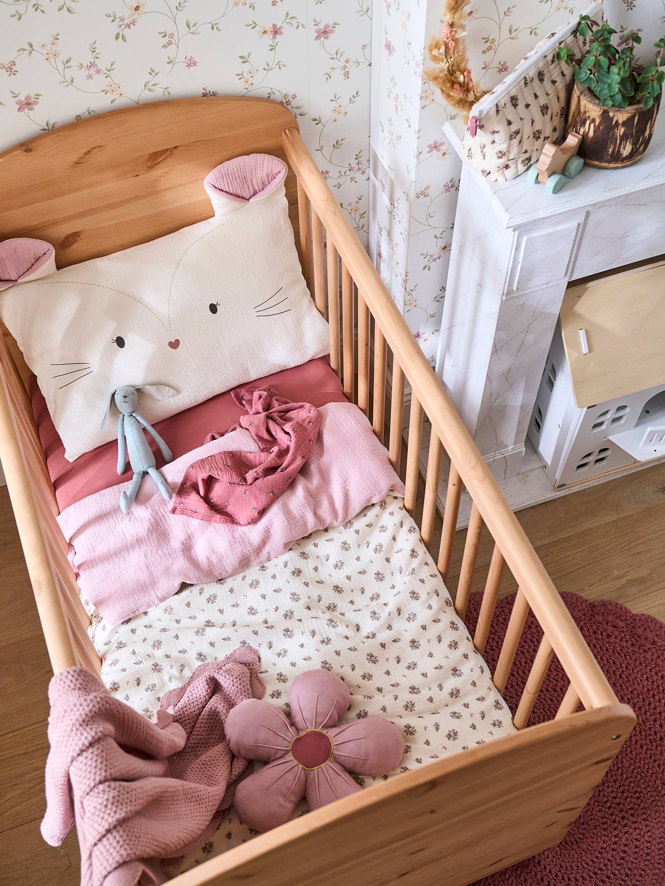 Vertbaudet Baby Kissenbezug LANDHAUS aus Musselin - wollweiß