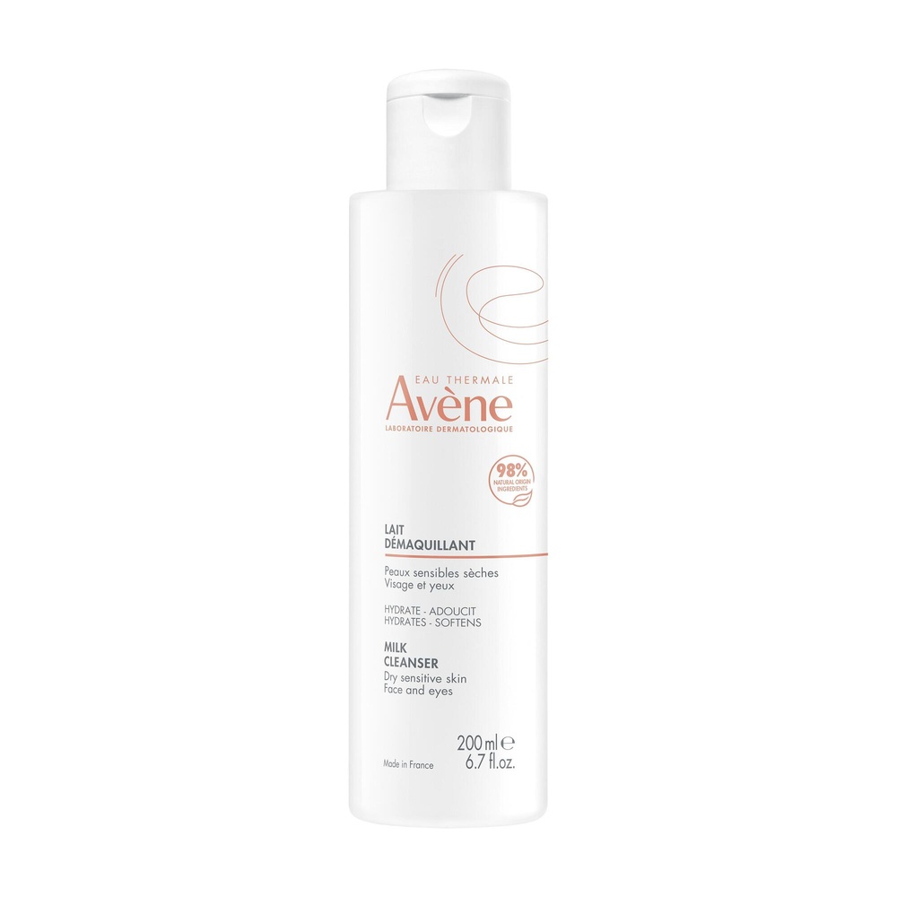 Avène Les Essentiels - Lait démaquillant Peaux  sensibles Visage Yeux Lèvres 200 ml Lait démaquillant