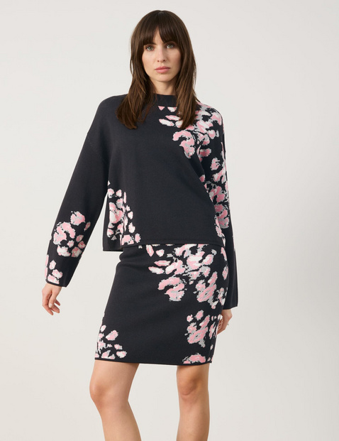 Pullover mit platziertem Floral-Jacquard