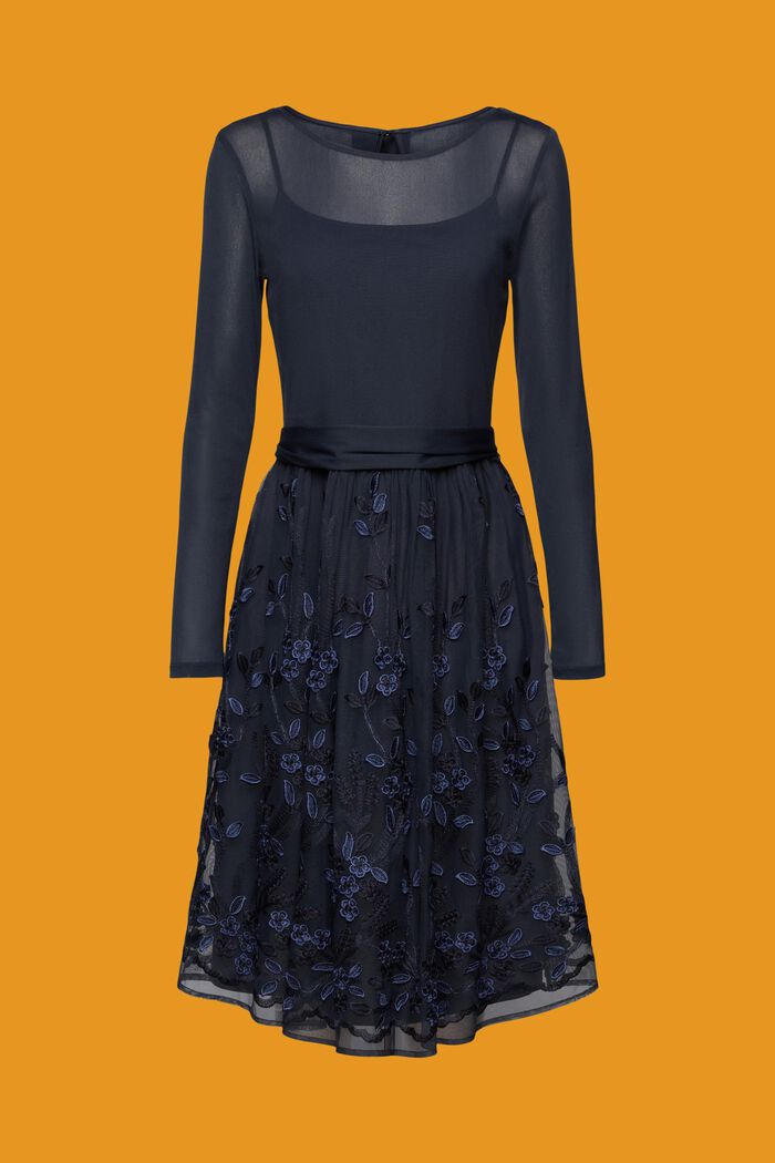 Minikleid mit 3D-Spitze und floral besticktem Mesh