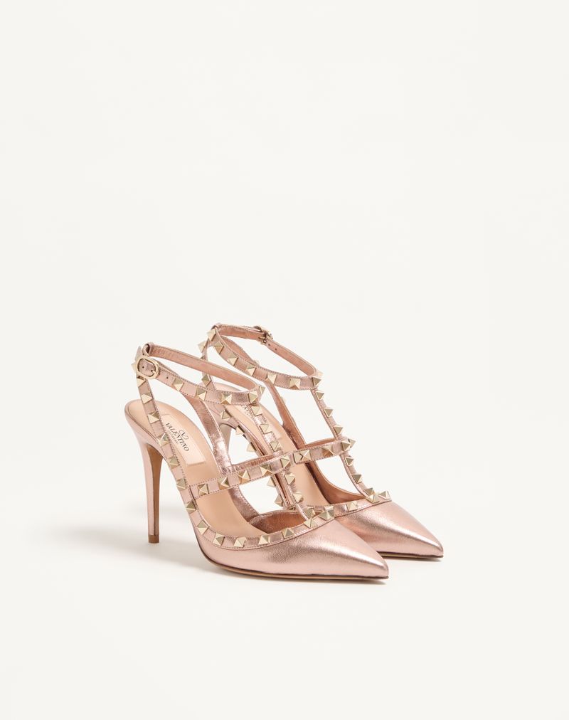 Rockstud Décolleté i 100 mm lamineret nappa