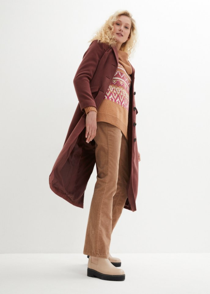 Norweger-Pullover mit weitem Rollkragen, A-Linie