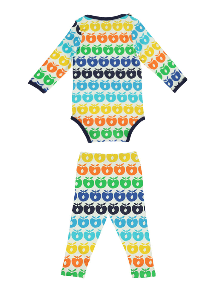 Småfolk Baby Body LS & Leggings Set Mini Retro Apples in Blue Atoll günstig kaufen