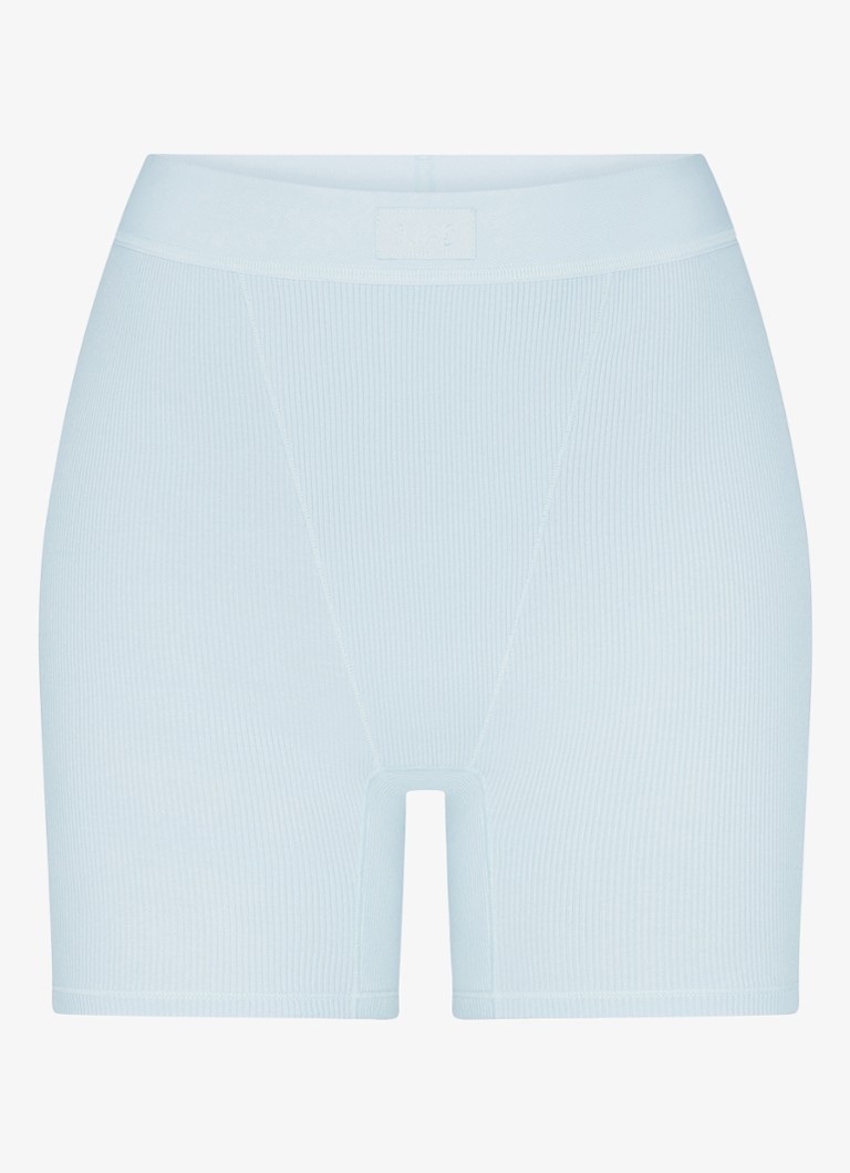 Calça curta de moletom SKIMS de cintura alta em algodão canelado com textura canelada.