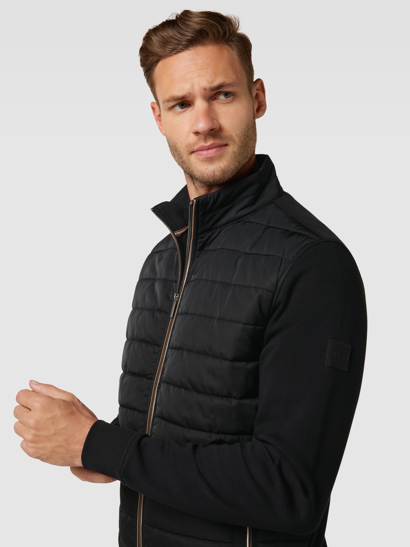 Sweatjacke mit Stehkragen in schwarz