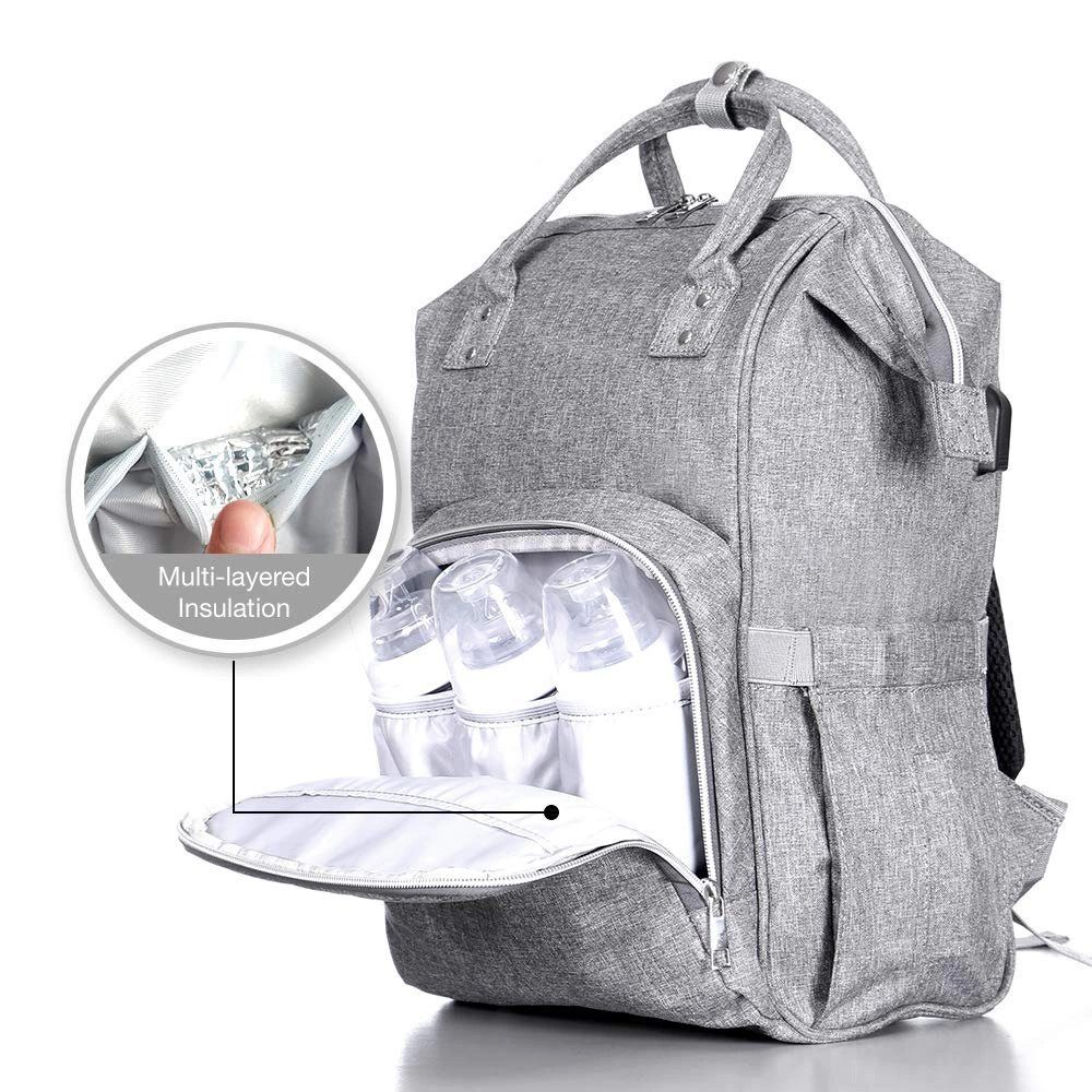 JAN MAX Wickelrucksack Baby Wickeltasche, Windeltasche, mit Wickelunterlage und USB Port für Damen und Herren