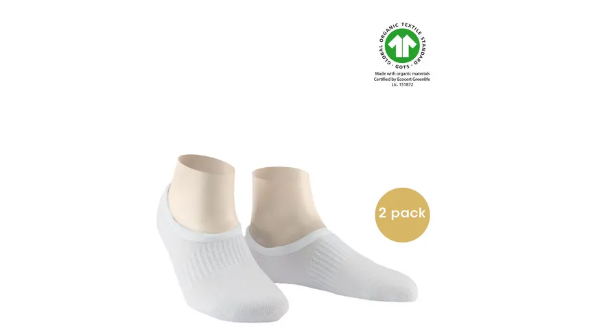 WILOX Damen Füßlinge ORGANIC COTTON 2er Pack weiß