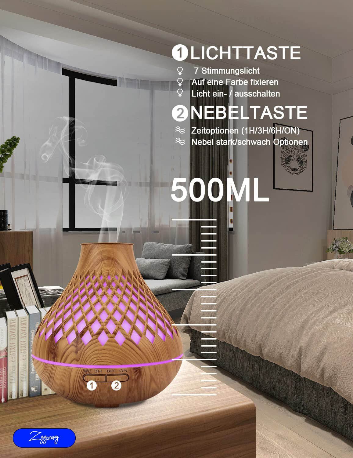 zggzerg Luftbefeuchter Zggzerg Aroma Diffuser, 500ml Diffusor für Ätherische Öle