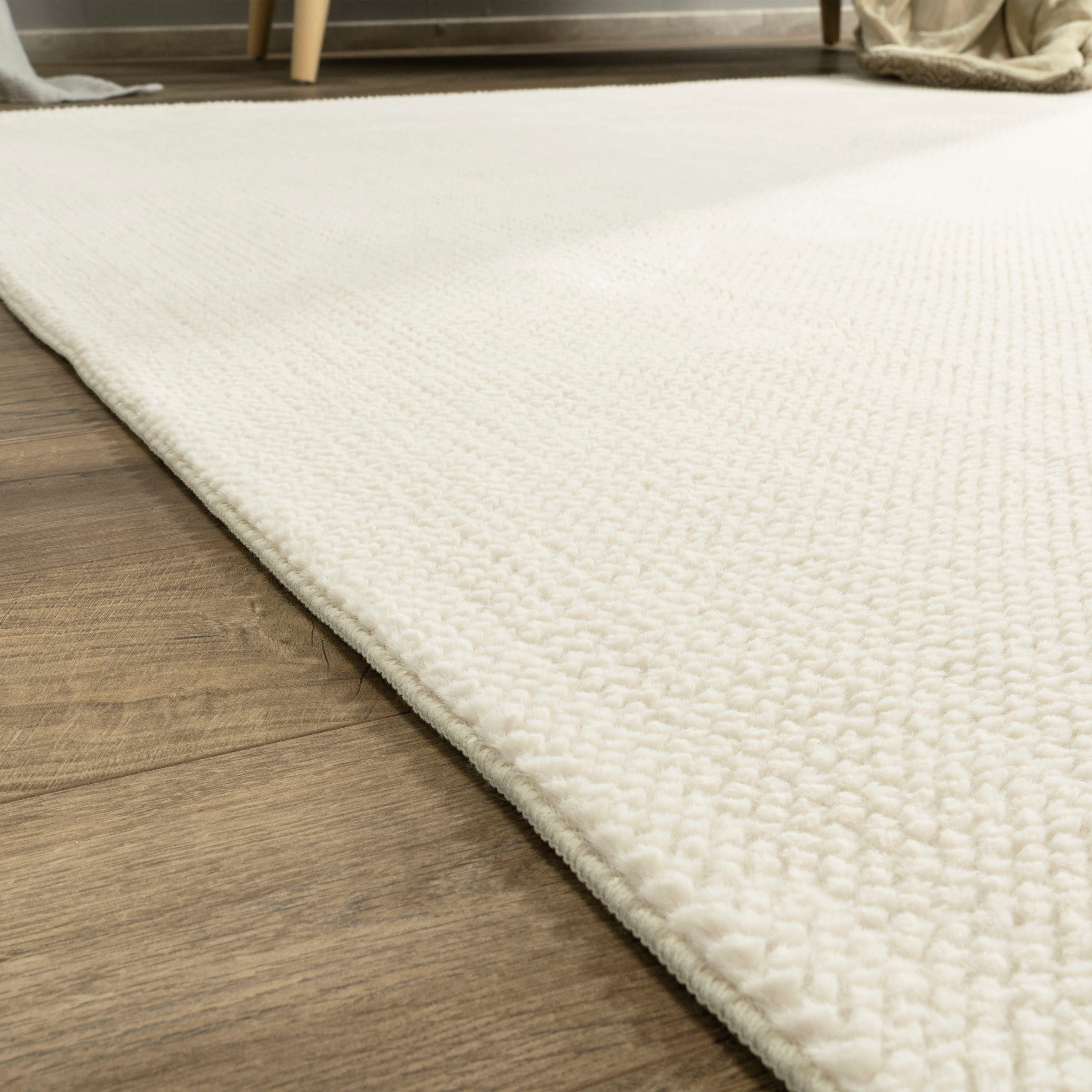 Teppich Sevilla 521, Paco Home, rechteckig, Höhe: 16 mm, Kurzflor, Uni Farben, weich & kuschelig, Hoch-Tief Effekt, Wohnzimmer