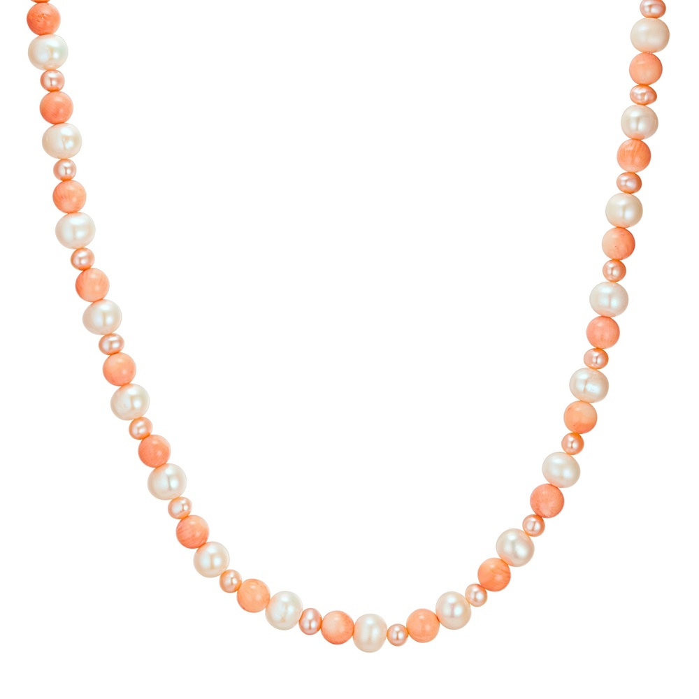 Valero Pearls Chaîne Argent sterling Corail Perle de culture d'eau douce en Argent collier