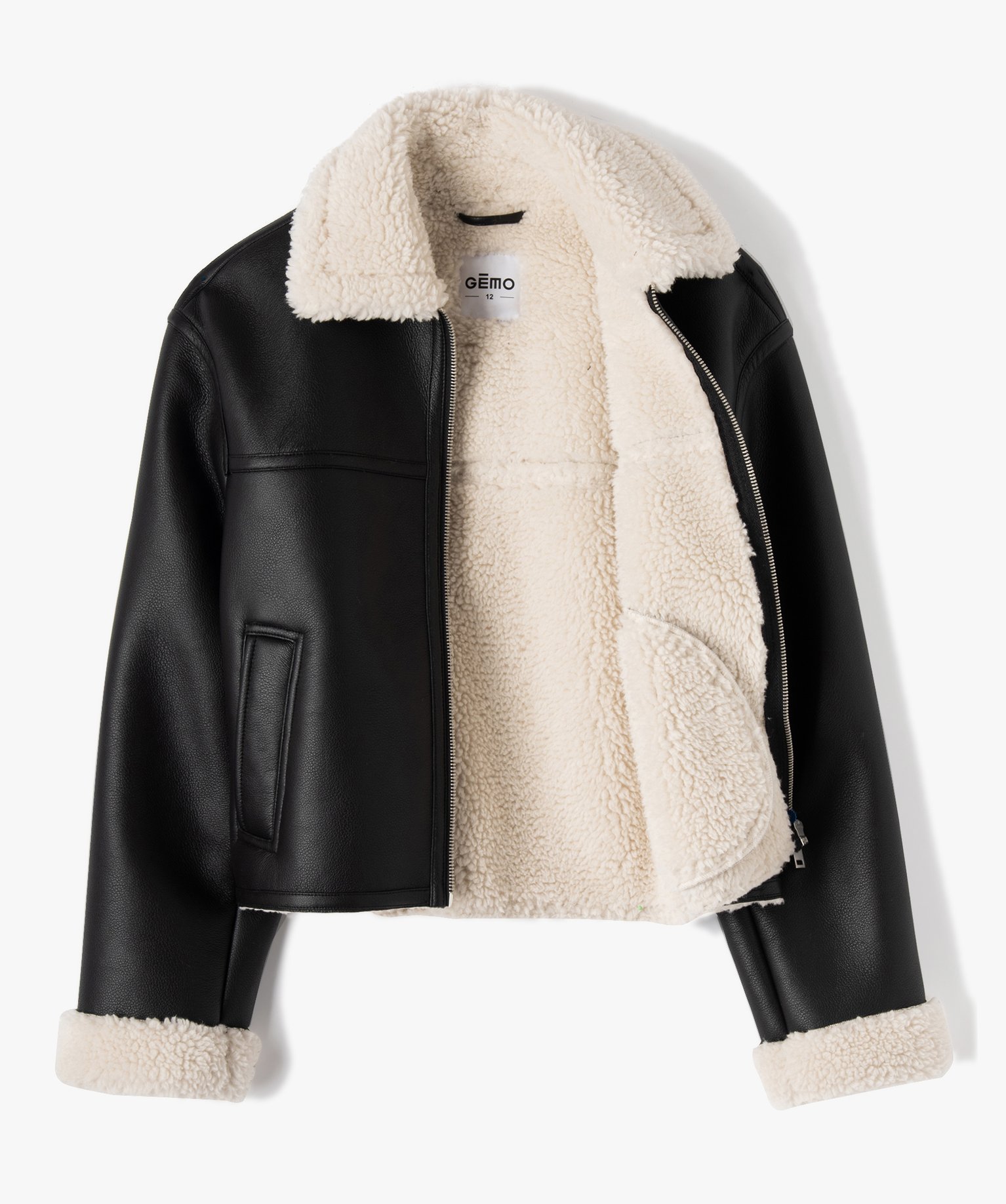 Blouson en cuir imitation avec doublure sherpa fille noir | GEMO