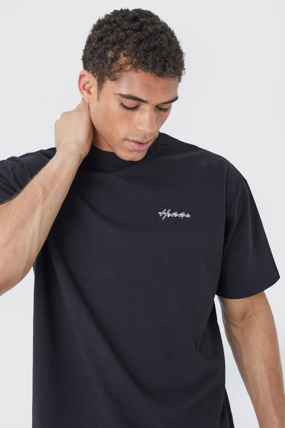 Oversize T-Shirt mit Homme-Stickerei