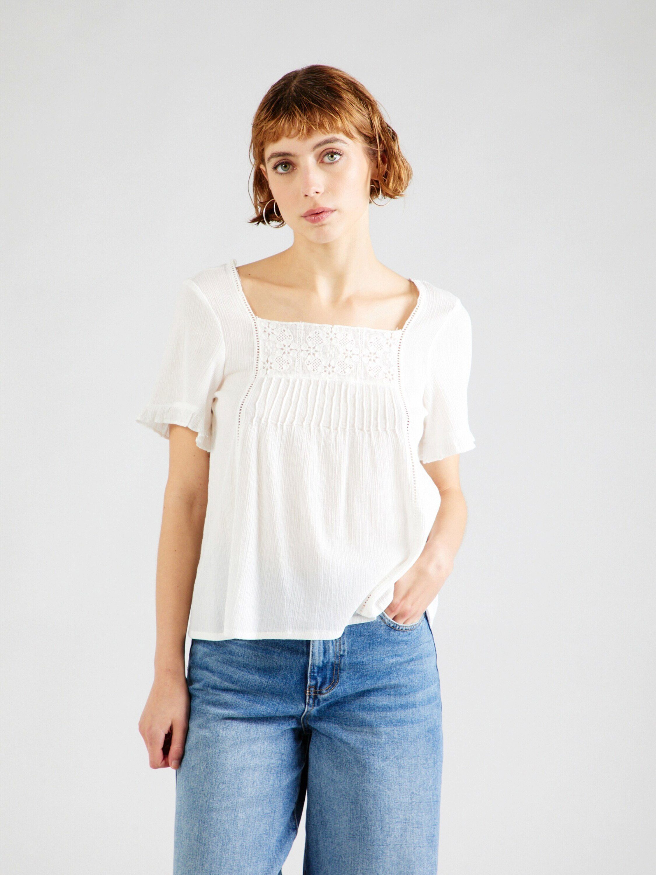 Springfield Funktionsbluse (1-tlg) Spitze, Lochmuster, Rüschen