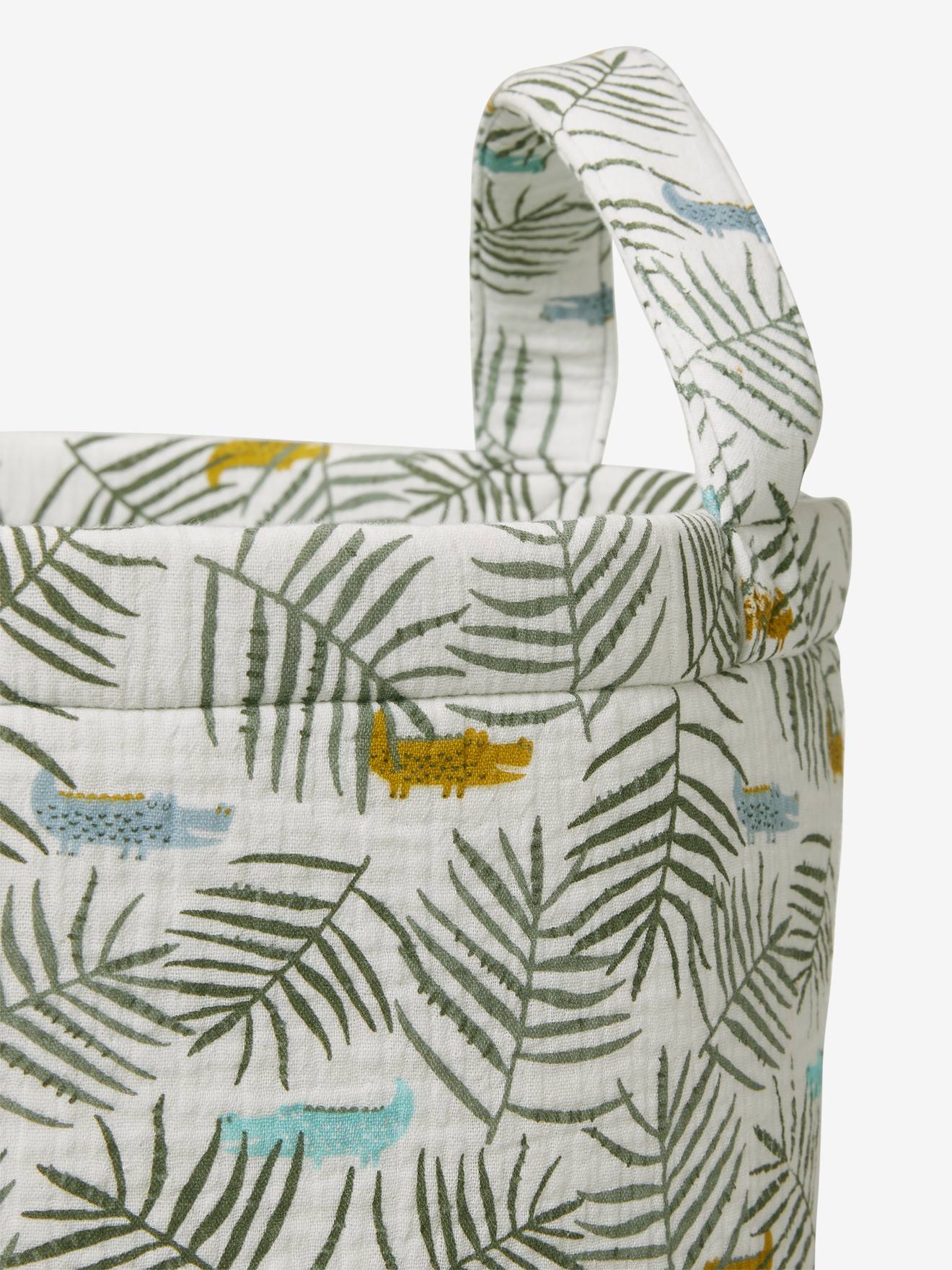 Panier en gaze de coton TREK blanc imprimé