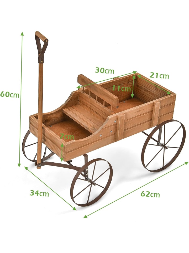 COSTWAY Blumenständer Holzwagen in Braun günstig kaufen onesize