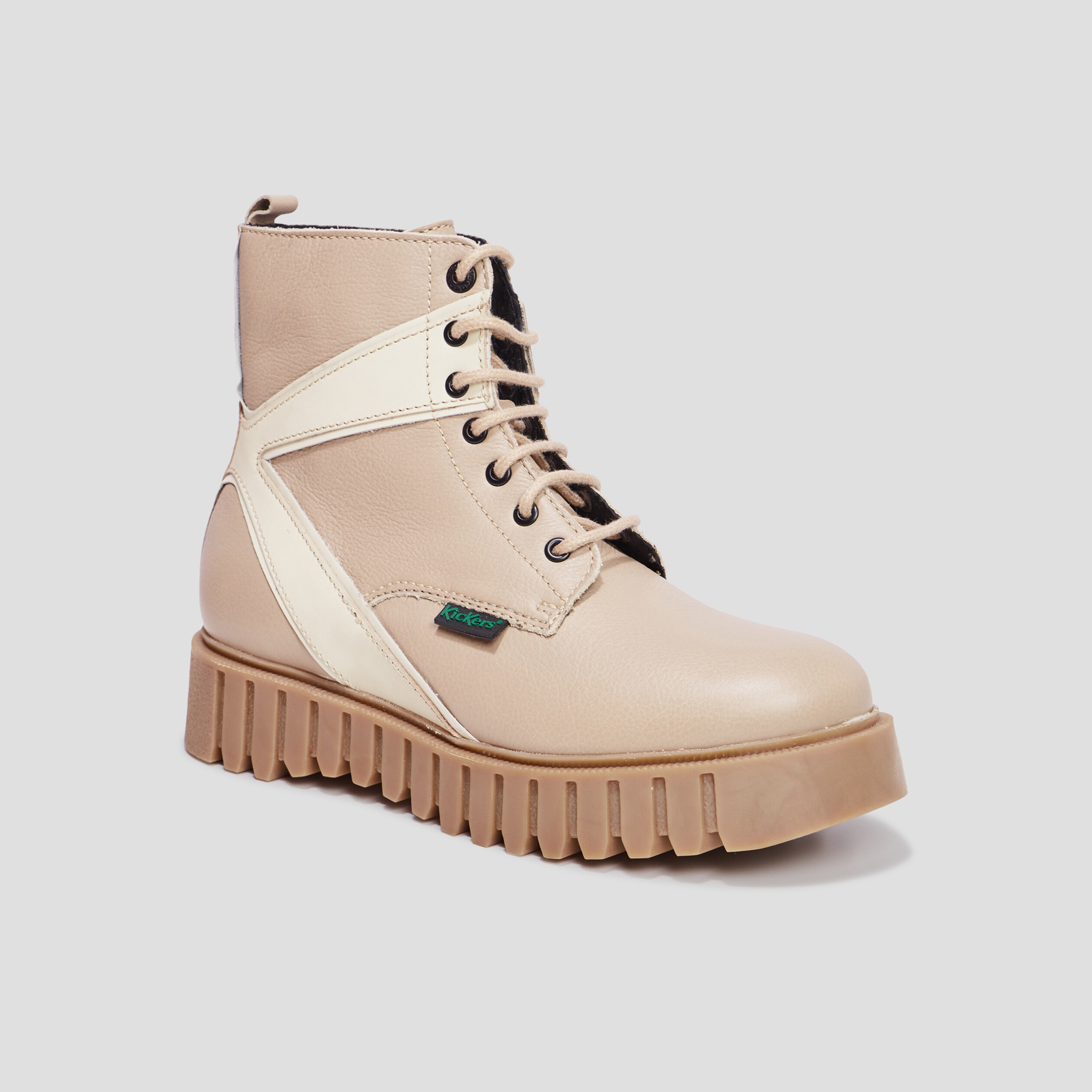 Bottines en cuir Kickers Kickfab sable femme | La Halle