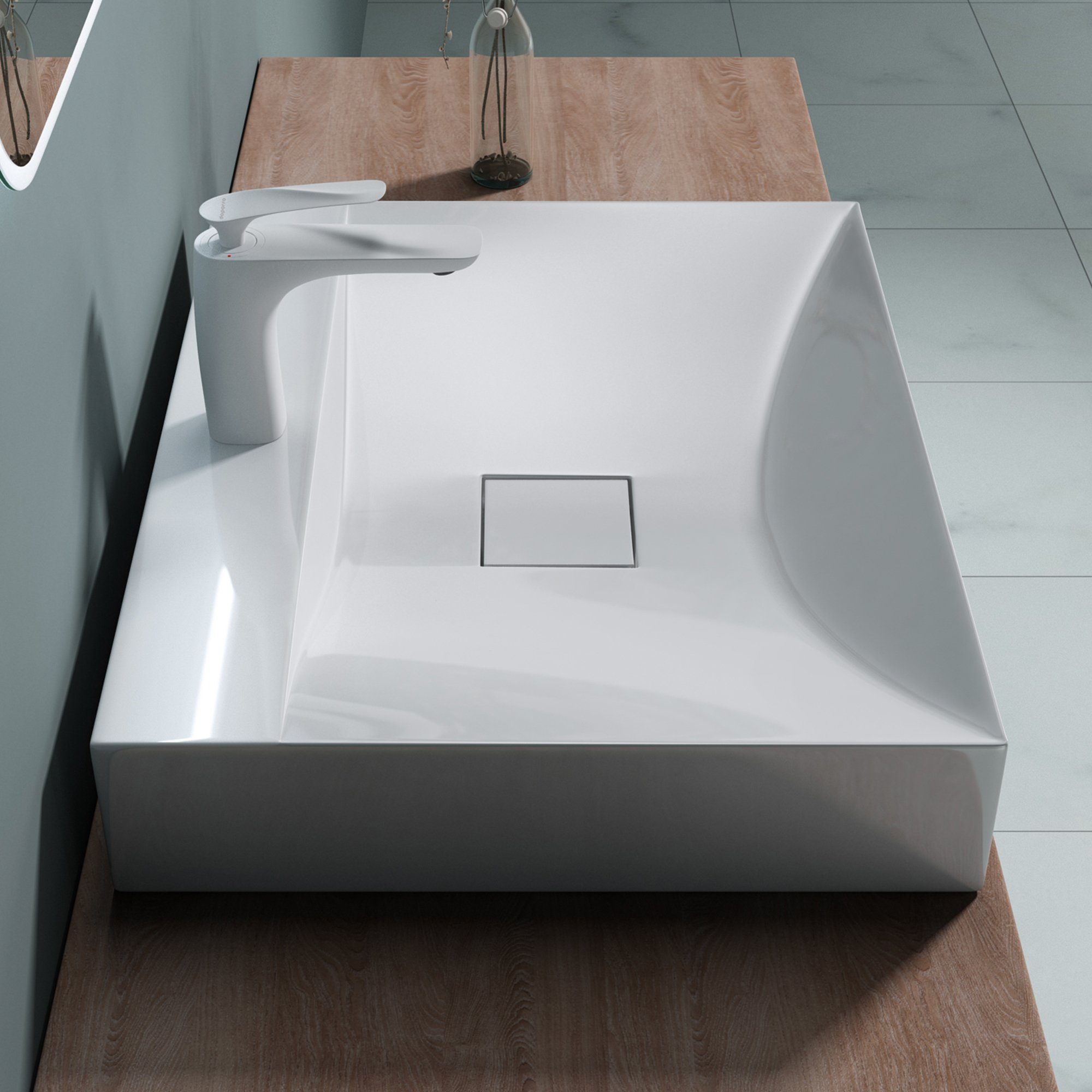 doporro Aufsatzwaschbecken doporro Waschbecken Mineralguss Gussmarmor Waschtisch Colossum810