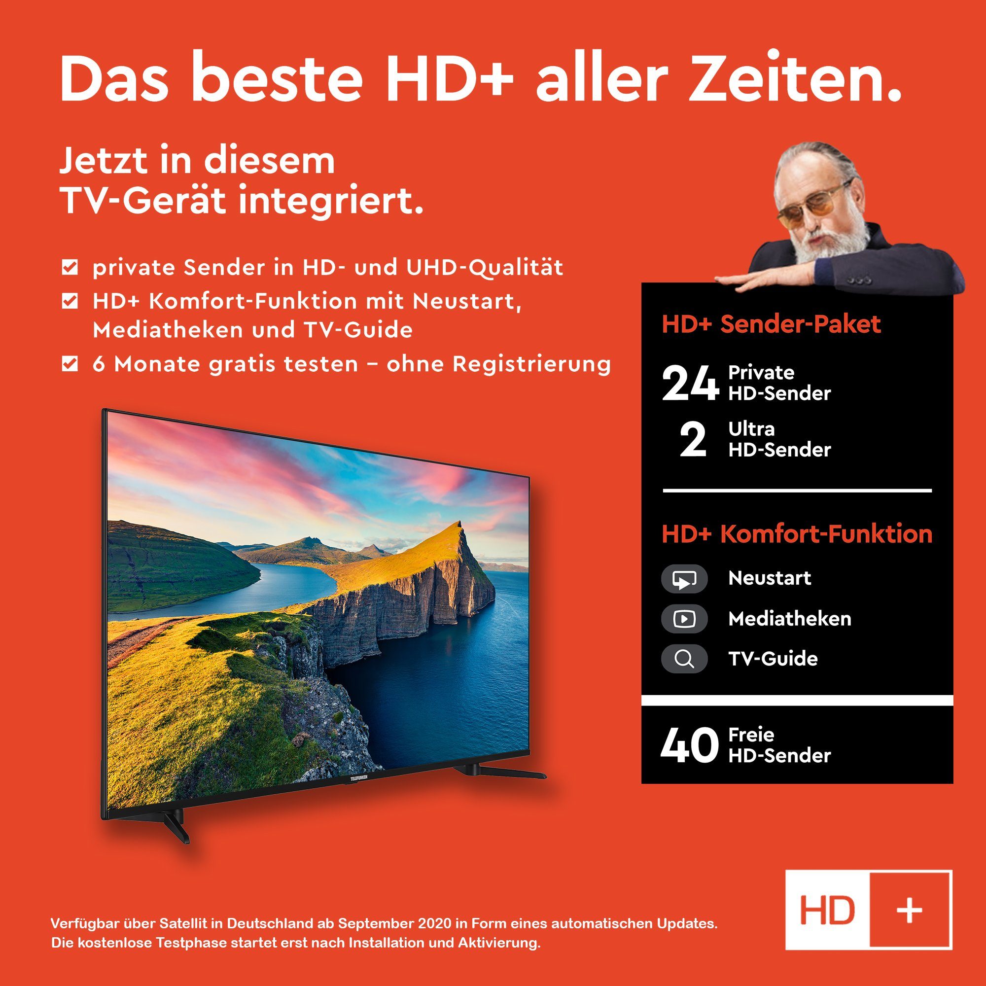 Telefunken QU65K800 QLED-Fernseher (164 cm/65 Zoll, 4K Ultra HD, Smart TV, HDR Dolby Vision, WCG, Triple-Tuner, Bluetooth, HD+ 6 Monate inkl)