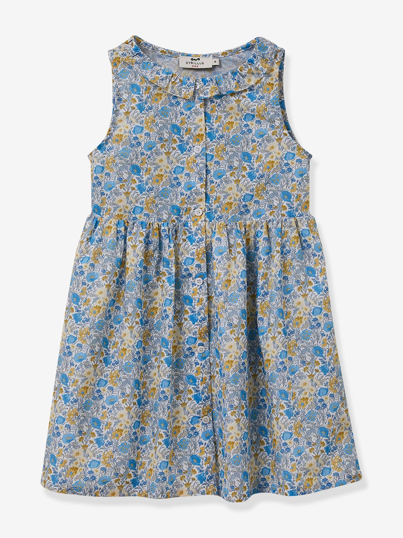 Cyrillus Elegantes Mädchen Kleid mit Liberty-Print CYRILLUS - blau
