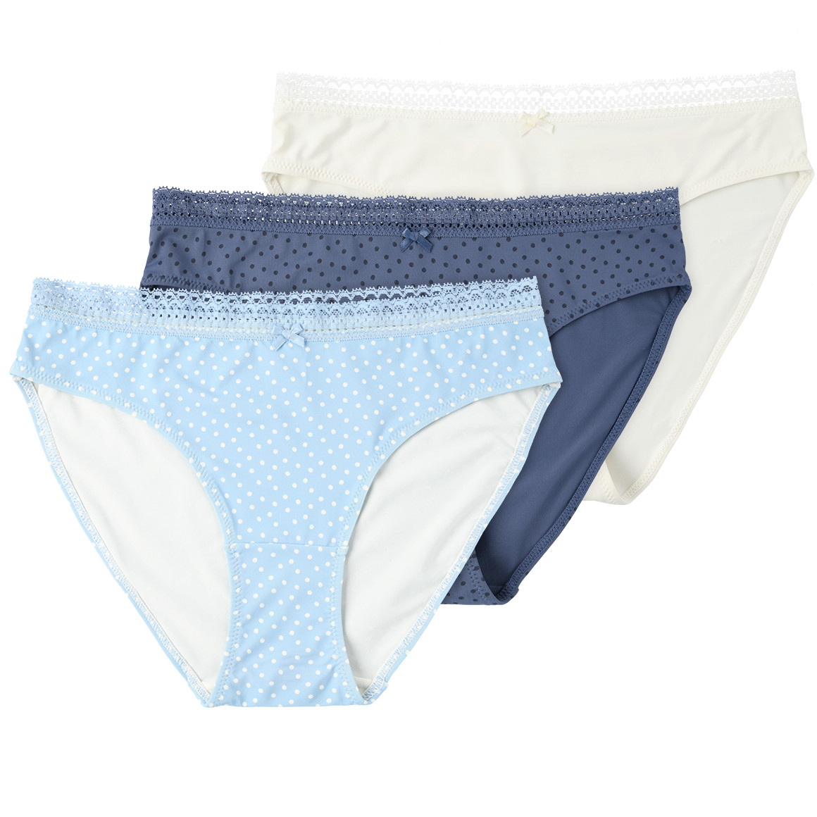 3 Damen Slips mit Spitzenbund