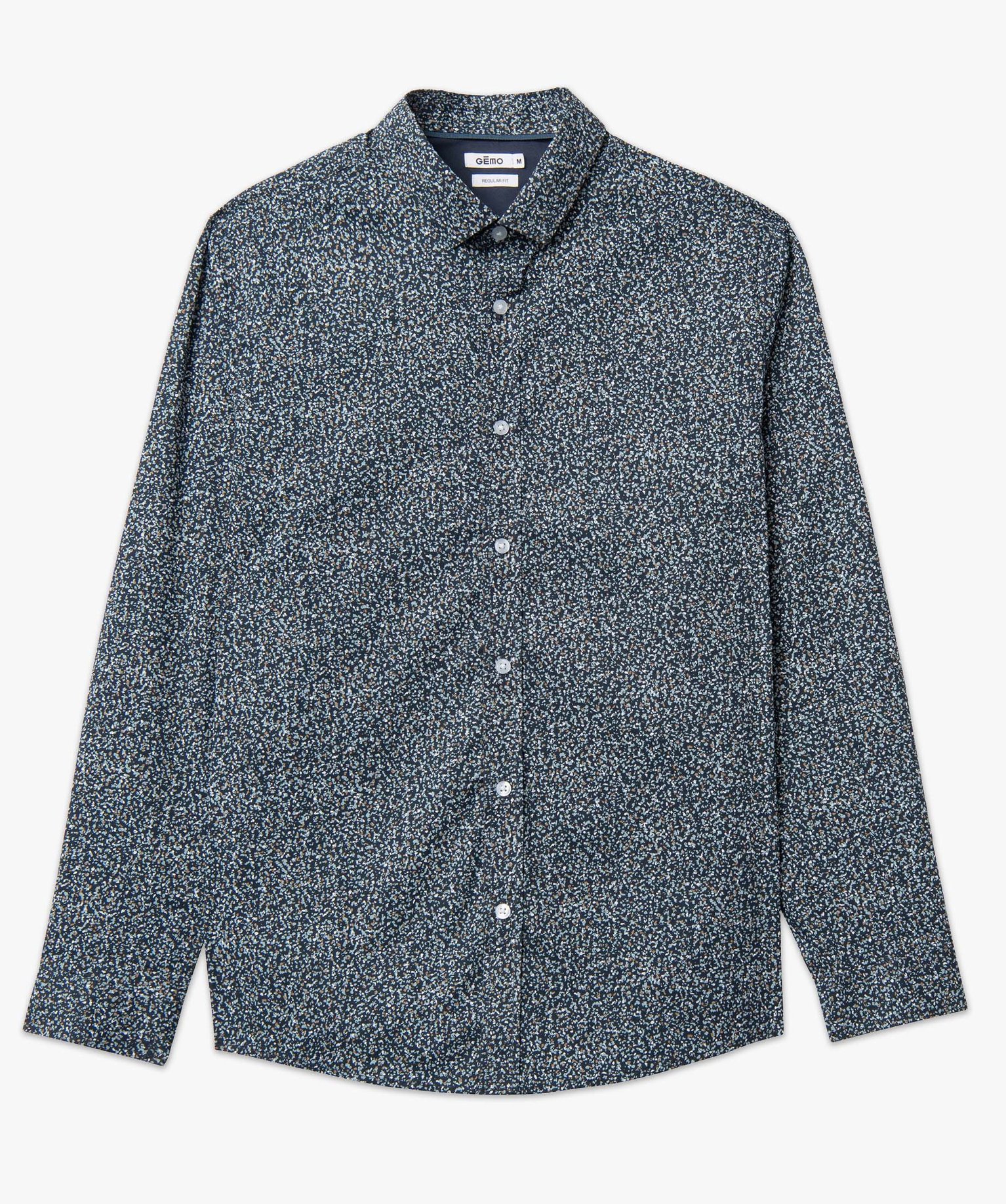 Chemise homme à manches longues coupe droite et motif fleuri imprime | GEMO