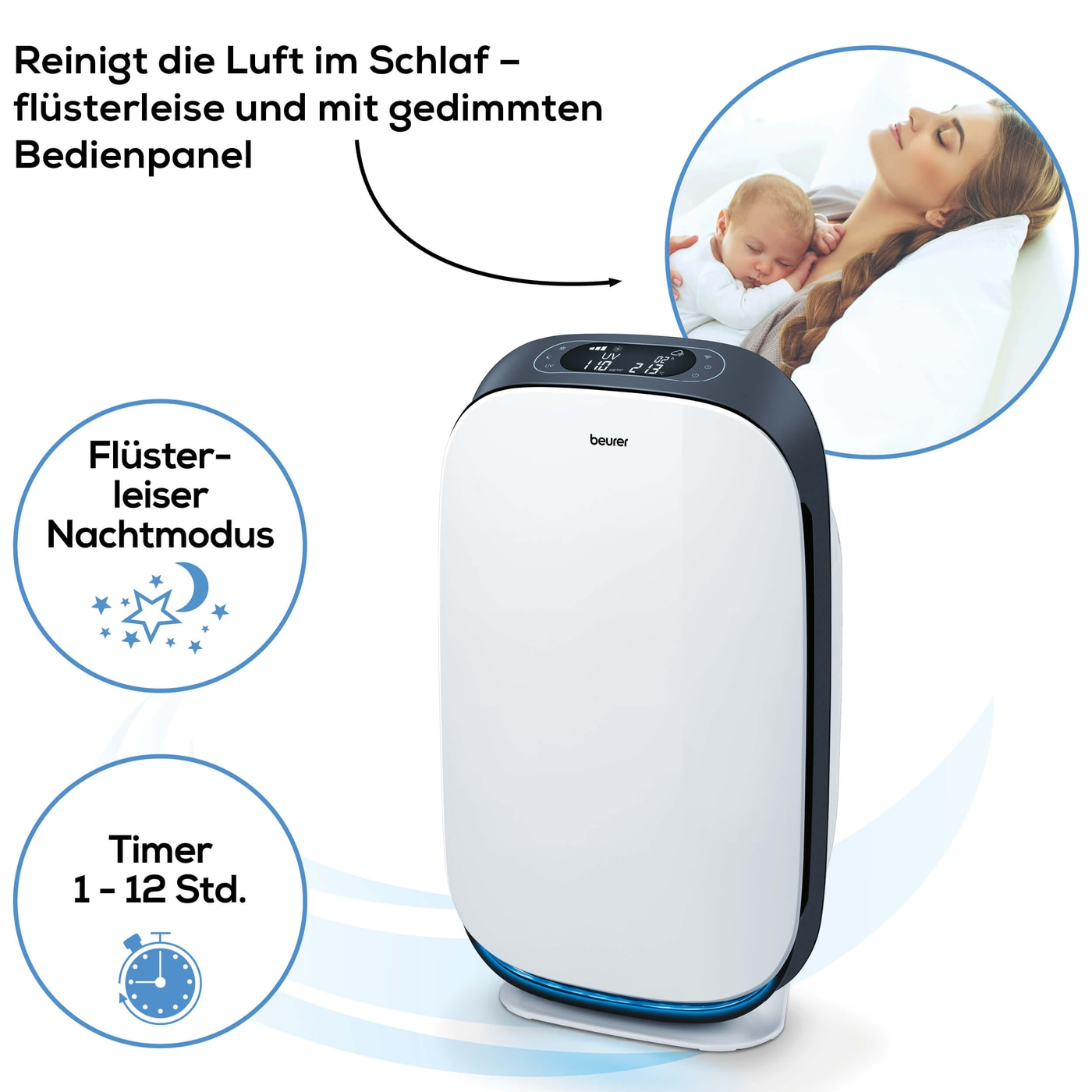 Beurer Luftreiniger LR 500 Connect-Luftreiniger mit dreischichtigem Filtersystem & App Steuerung bis 106 m²