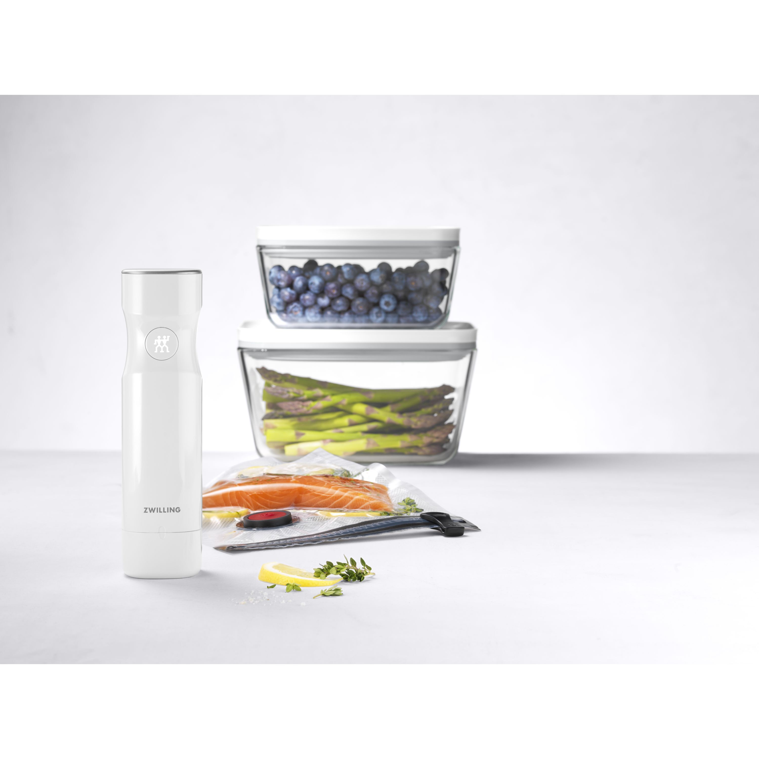 Vakuum Starterset, Glas / M/L, 7-tlg, Weiß