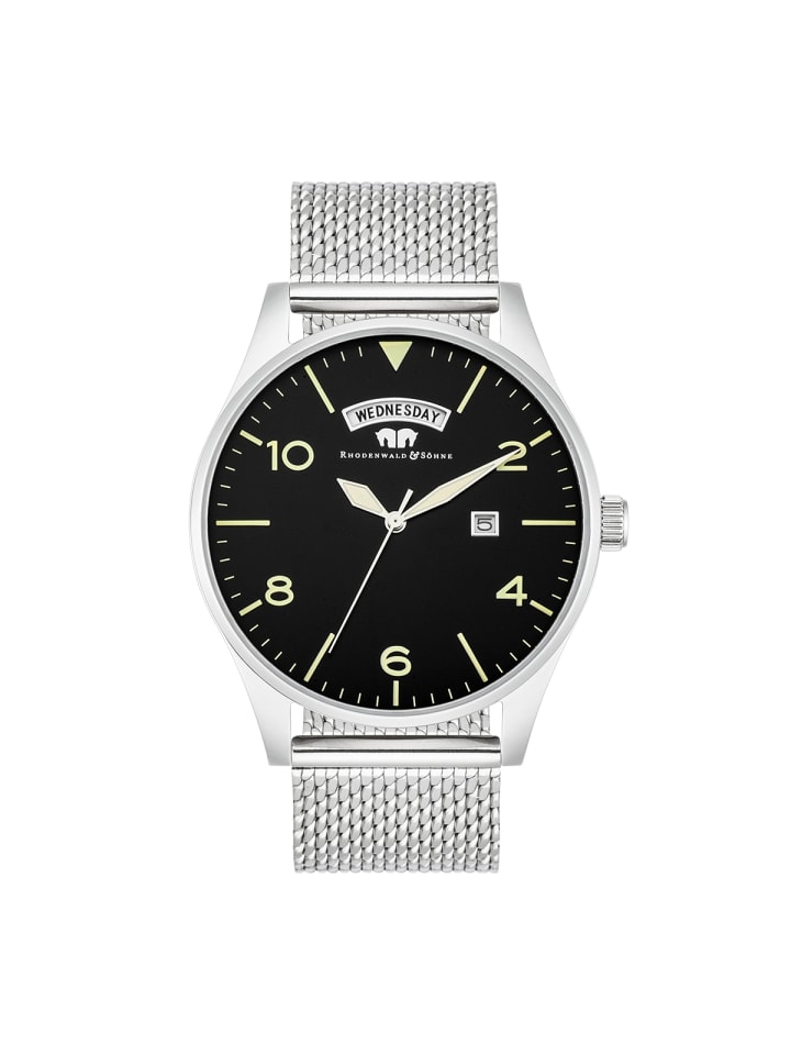 Rhodenwald & Söhne Herren Chronograph silber Edelstahl silber in silber günstig kaufen 22 cm