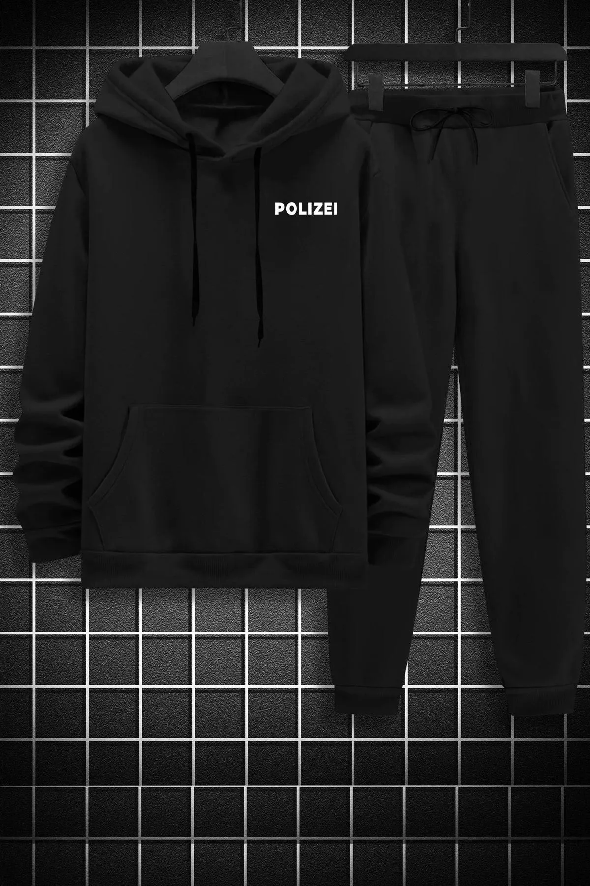 uyguntarz  Unisex-Trainingsanzug-Set mit Polizei-Rückendruck