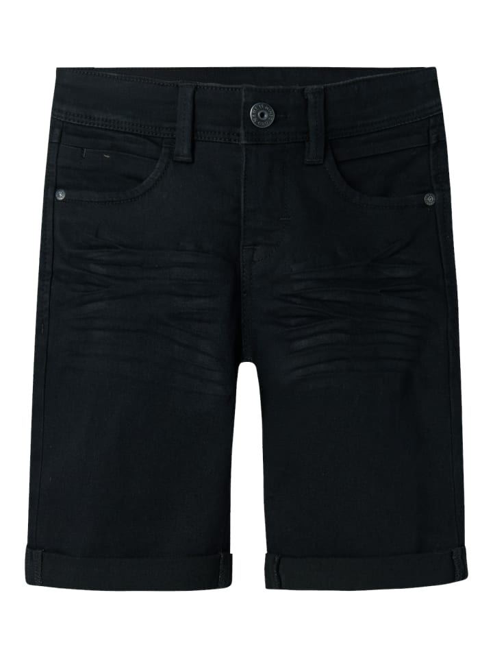 name it Stretch Jeans Shorts Kurze Denim Hose 5-Pocket in Schwarz günstig kaufen 158