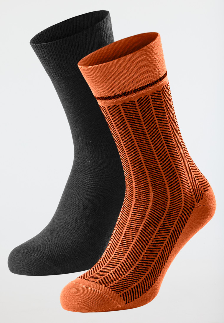 Herrensocken 2er-Pack nachtblau/ orange - Long Life Cool