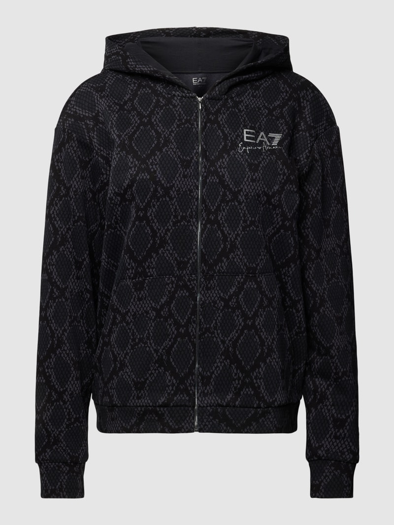 Sweatjacke mit Strukturmuster in schwarz