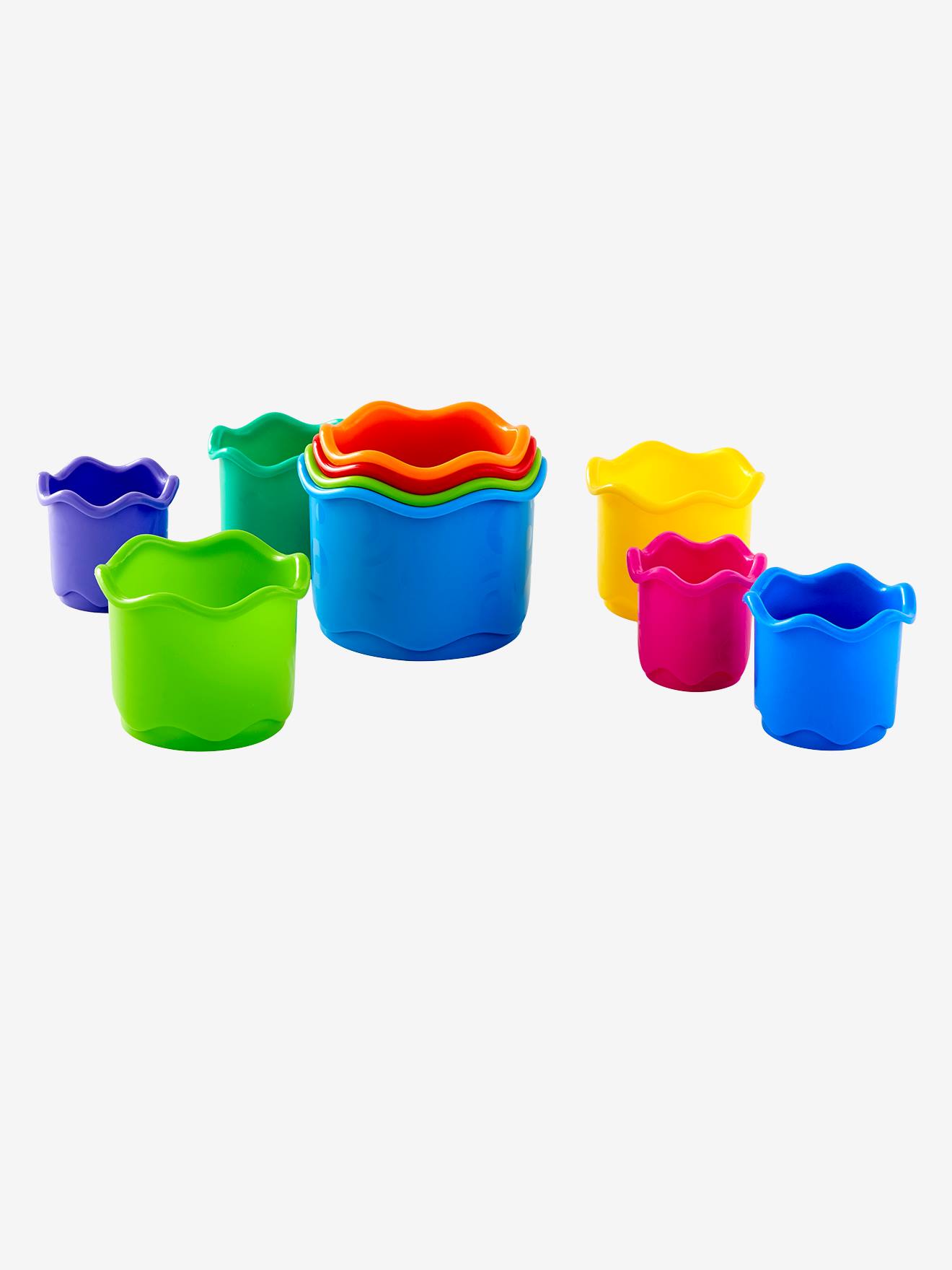 Gobelets de bain en plastique à empiler multicolore