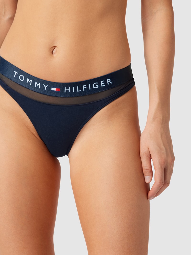 String mit elastischem Logo-Bund in marineblau