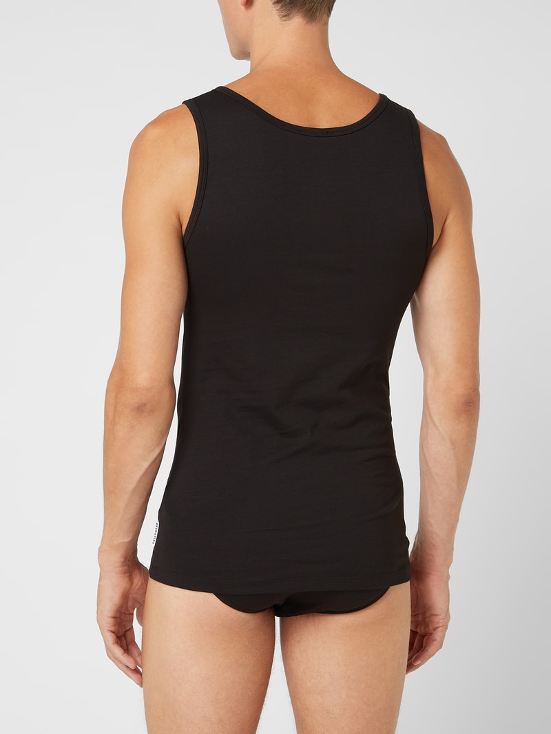 Tanktop mit Stretch-Anteil im 2er-Pack in schwarz