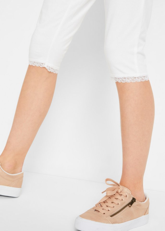 Mädchen Caprileggings mit Spitzensaum (2er Pack)