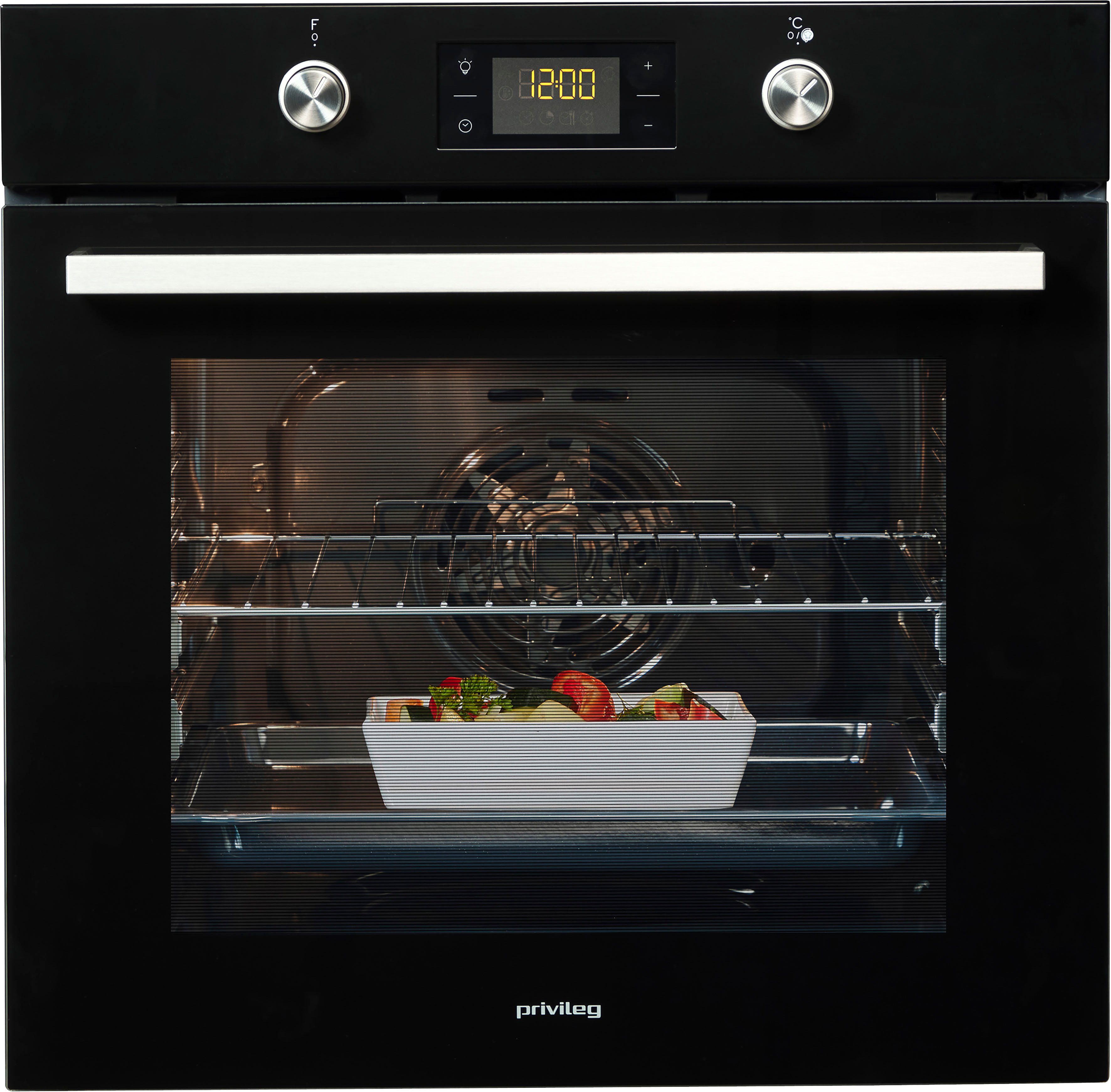 Privileg Backofen-Set BAKO Turn&Cook 470 BLACK, mit Teilauszug, Pyrolyse-Selbstreinigung