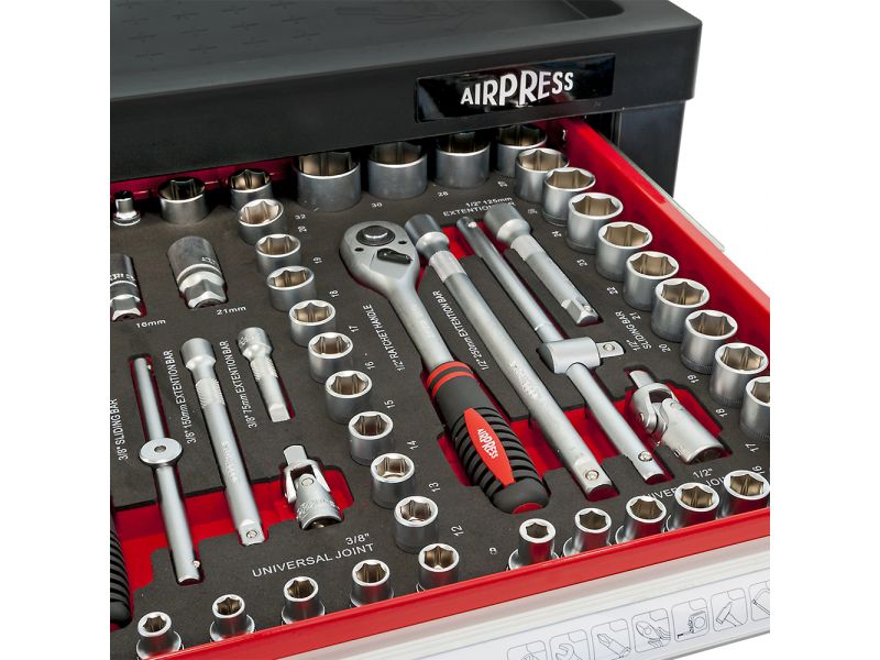 Airpress 79156 Filled Tool Trolley 217-piece 7 drawers