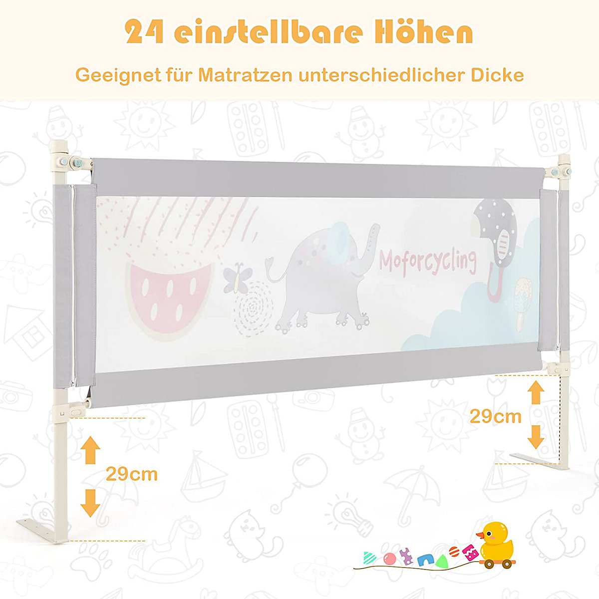 Bettschutzgitter 175cm Elefant höhenverstellbar