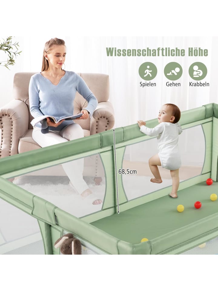 COSTWAY Laufgitter mit 50 Spielbällen in Grün günstig kaufen 68 cm