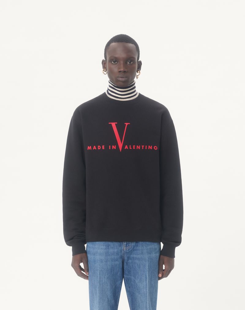 Valentino sweatshirt med rund hals og print i bomuld med Made In Valentino-print