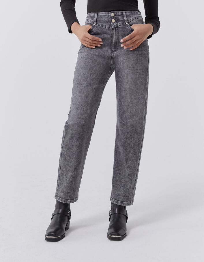 Jean slouchy en coton BCI gris longueur cropped femme