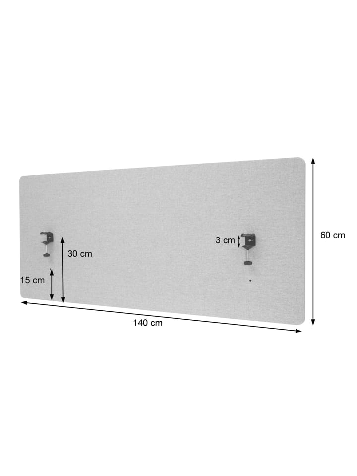 MCW Akustik-Tischtrennwand G75, 60x140cm grau günstig kaufen onesize