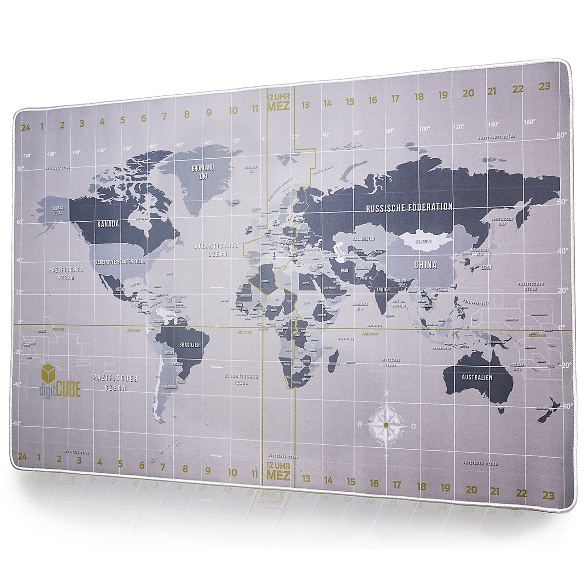 Schreibtischunterlage 90x60cm - Tischunterlage im Weltkarte Design mit deutschen Layout